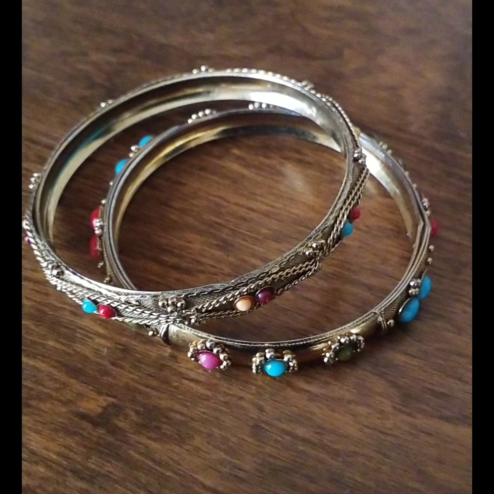 2 Beautiful Cuff Slip On Bracelets Bangle - Picture 9 of 12